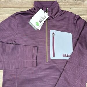 Stio Men's Gannett‎ Peak 1/2 Zip Fleece Pullover Pocket Deep Purple MEDIUM NEW